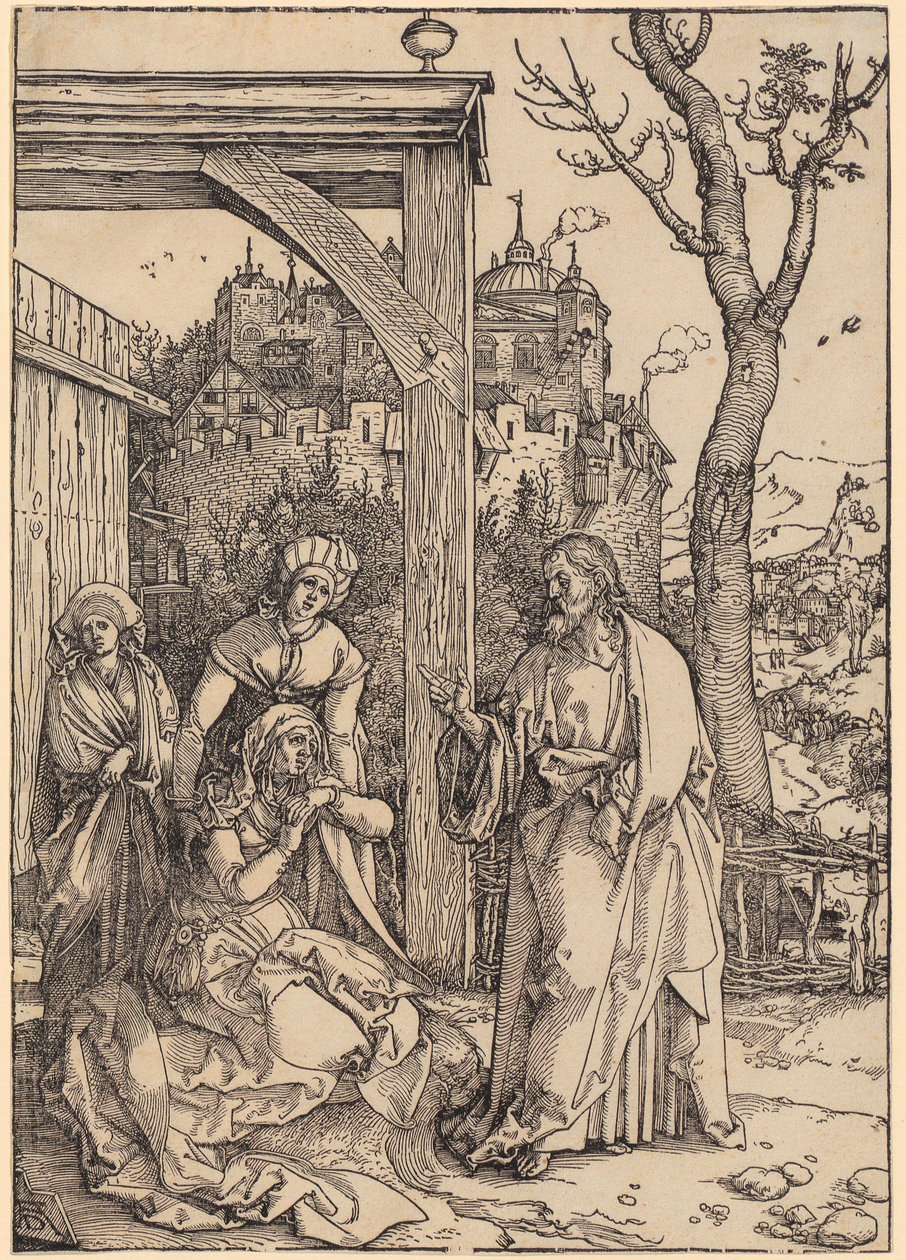 Chrystus żegna się ze swoją matką, strona 17 cyklu „Życie Maryi” autorstwa Albrecht Dürer