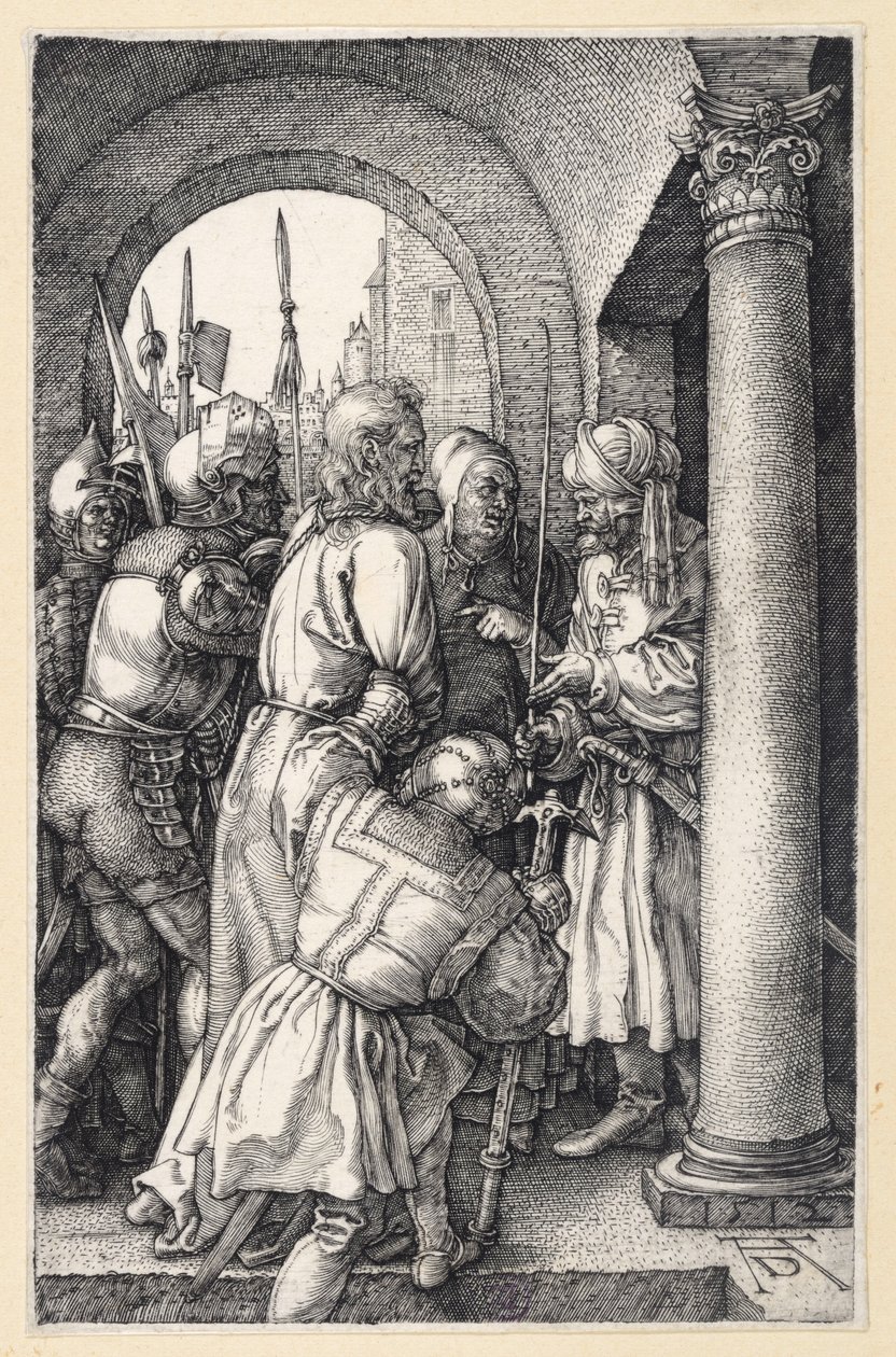Chrystus przed Piłatem (Pasja miedziorytnicza) autorstwa Albrecht Dürer