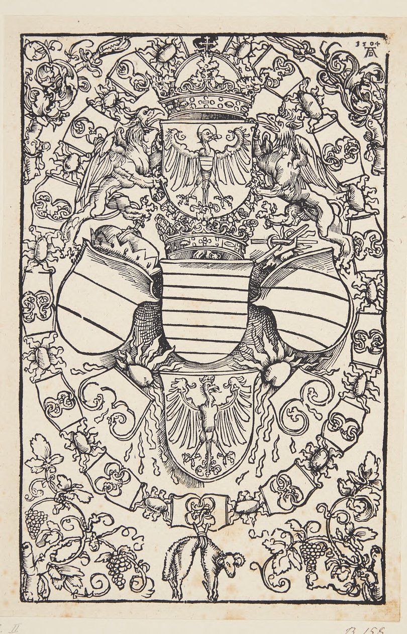 Herb Maksymiliana I jako króla Rzymian autorstwa Albrecht Dürer