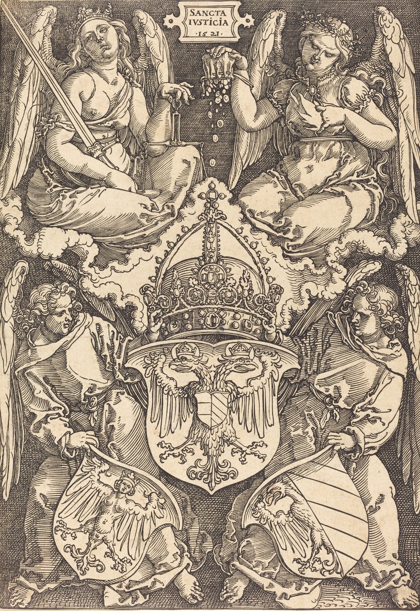 Herb Cesarstwa Niemieckiego i miasta Norymberga, 1521. autorstwa Albrecht Dürer
