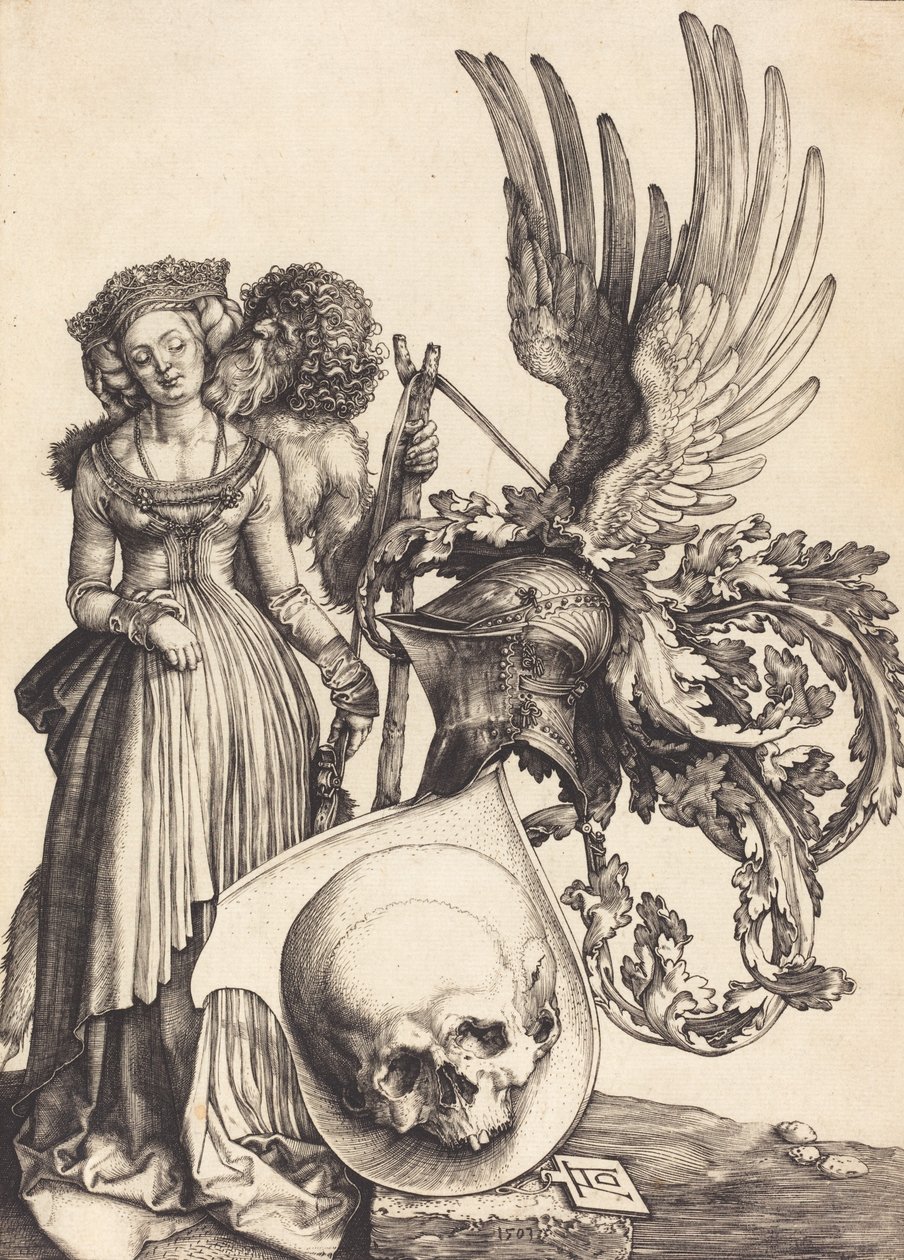 Herb z czaszką, 1503. autorstwa Albrecht Dürer
