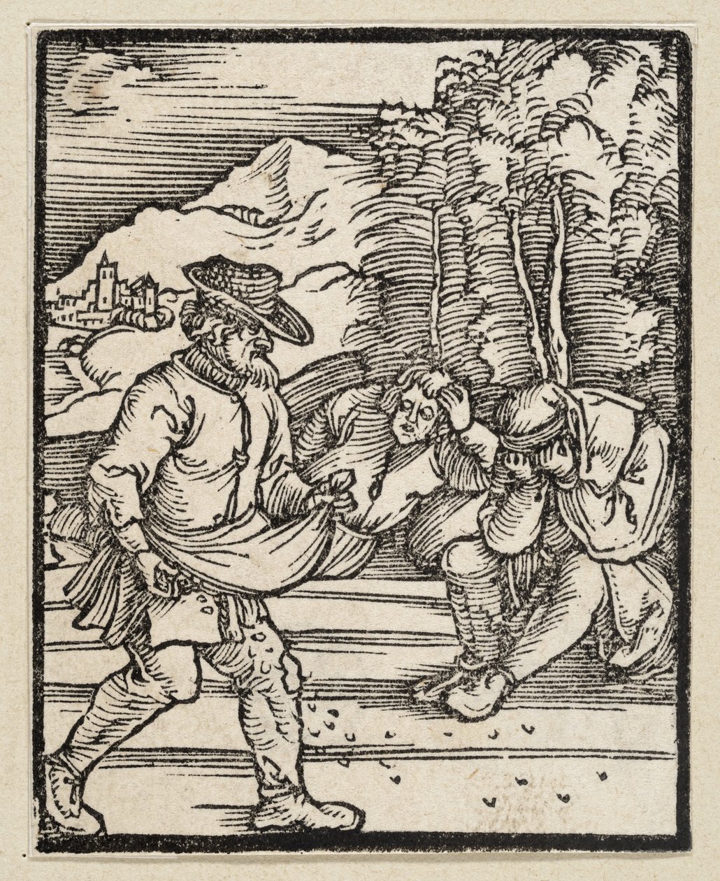 Przypowieść o wrogu, który sieje chwasty (z: Postilla, 43 drzeworyty) autorstwa Albrecht Dürer