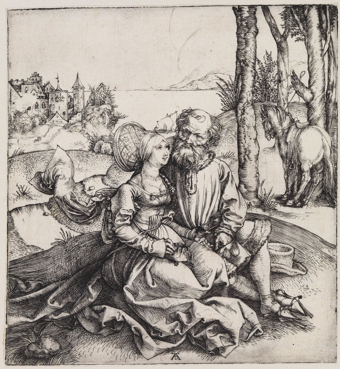 Nierówna para (Oświadczyny) autorstwa Albrecht Dürer