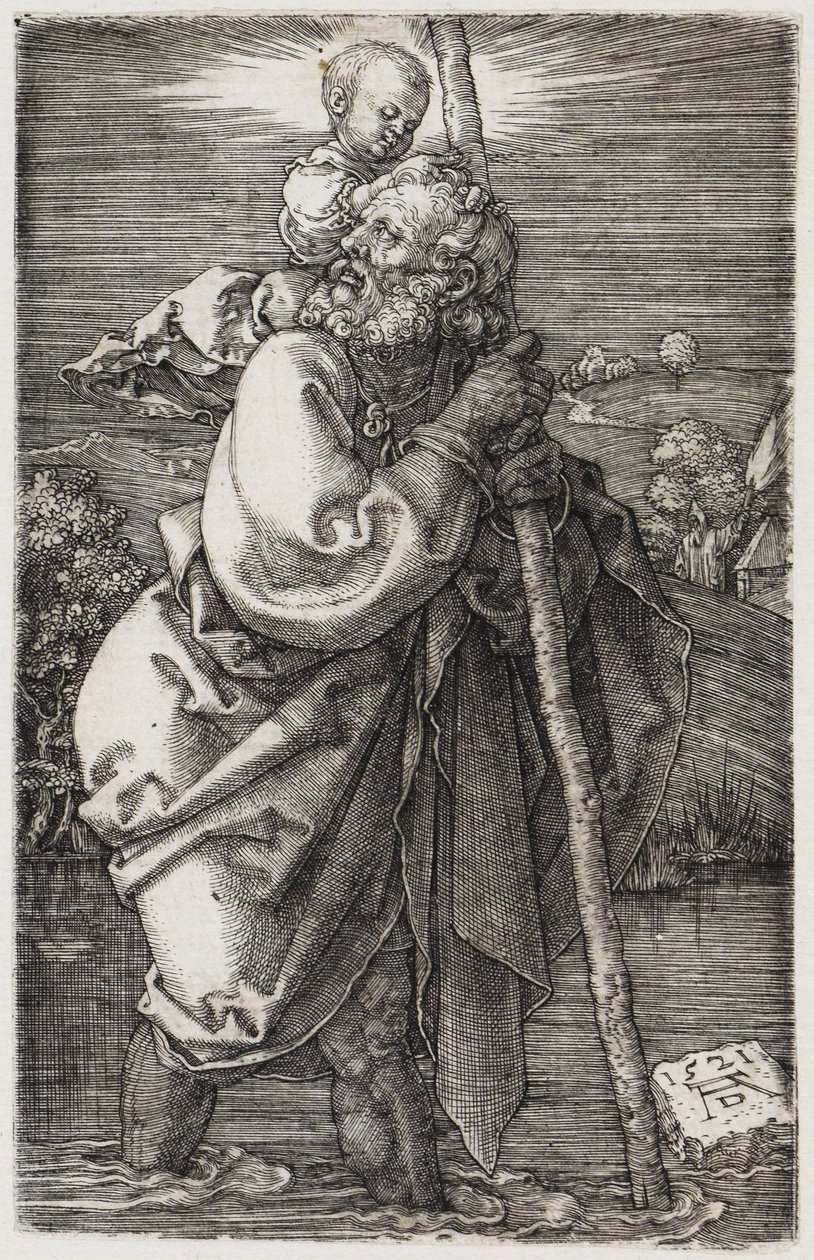 Święty Krzysztof z głową odwróconą do tyłu autorstwa Albrecht Dürer