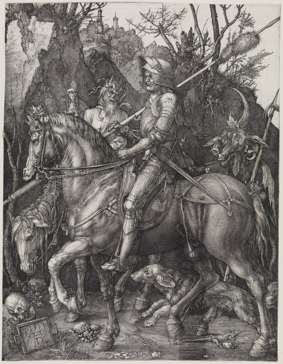 Jeździec (Rycerz, Śmierć i Diabeł) autorstwa Albrecht Dürer