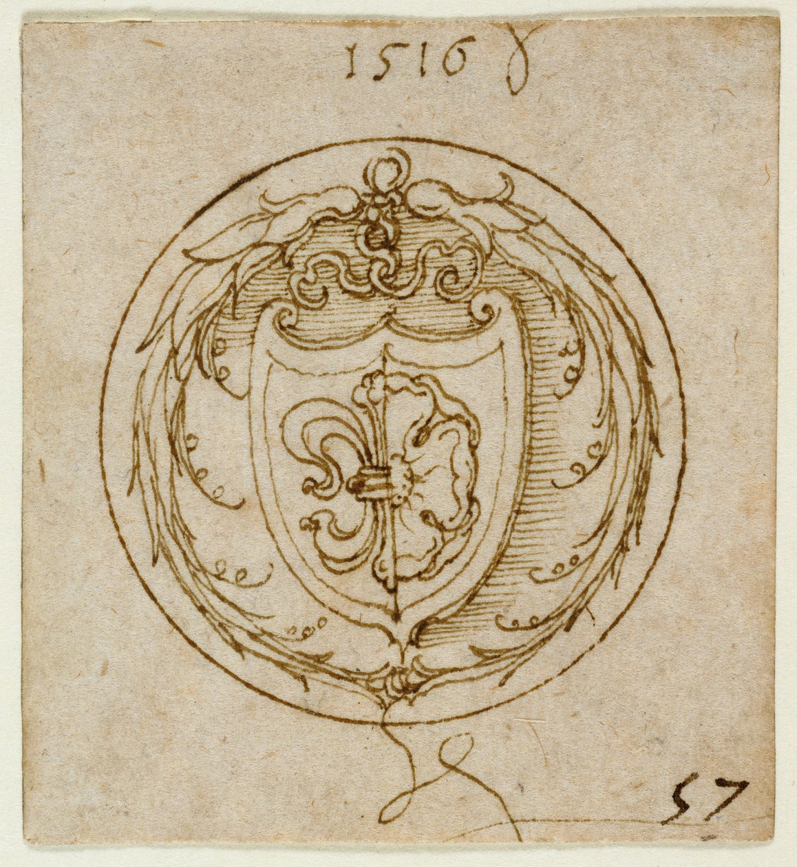 Projekt ornamentu lub sygnetu z herbem Lazarusa Spenglera autorstwa Albrecht Dürer