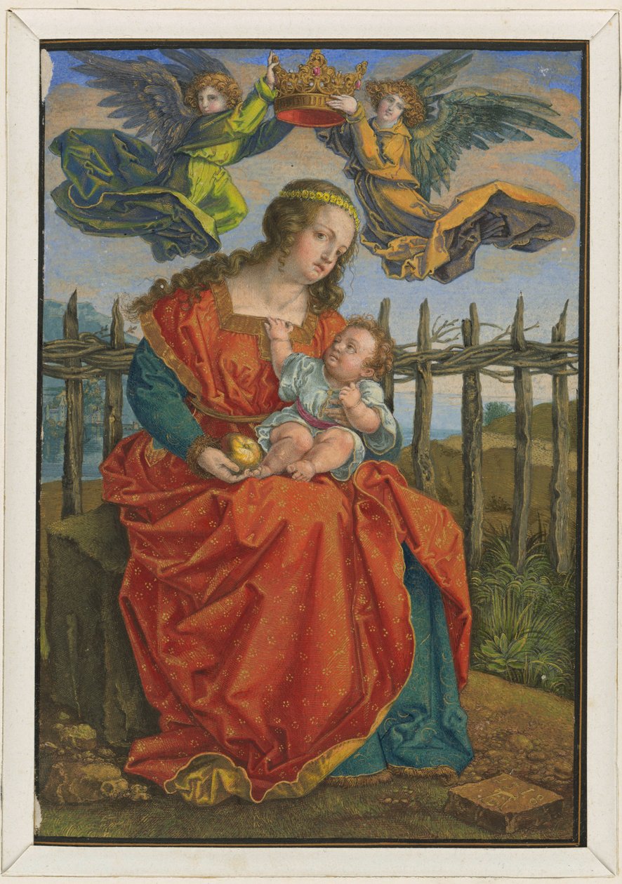 Matka Boska koronowana przez dwóch aniołów autorstwa Albrecht Dürer