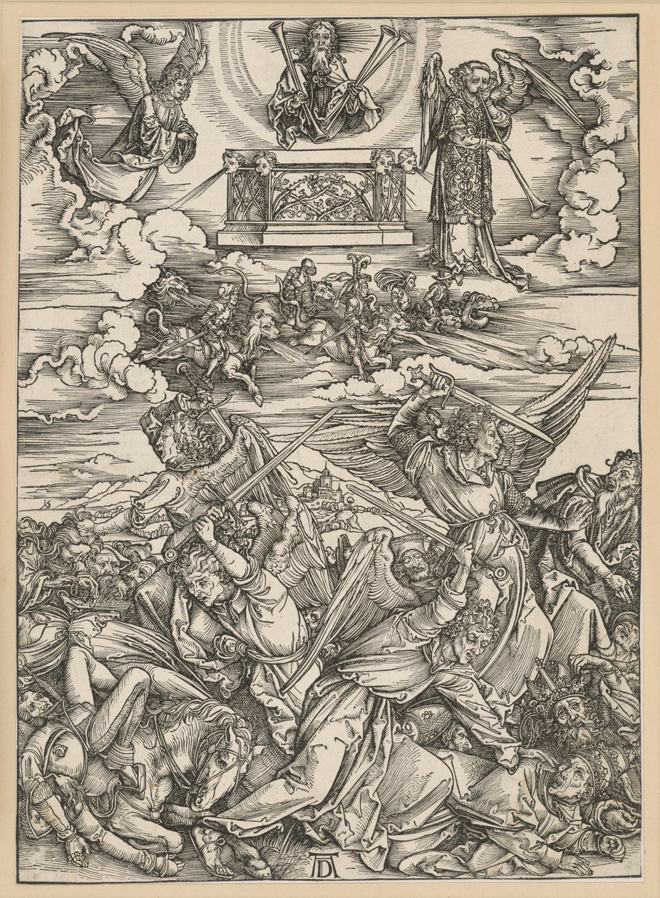 Czterej aniołowie zemsty (Apokalipsa) autorstwa Albrecht Dürer