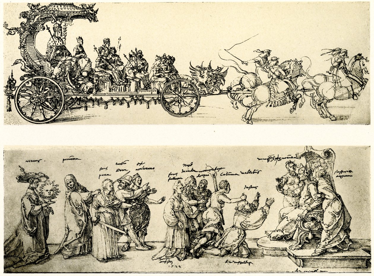 Szkic rydwanu cesarza Maksymiliana I autorstwa Albrecht Dürer