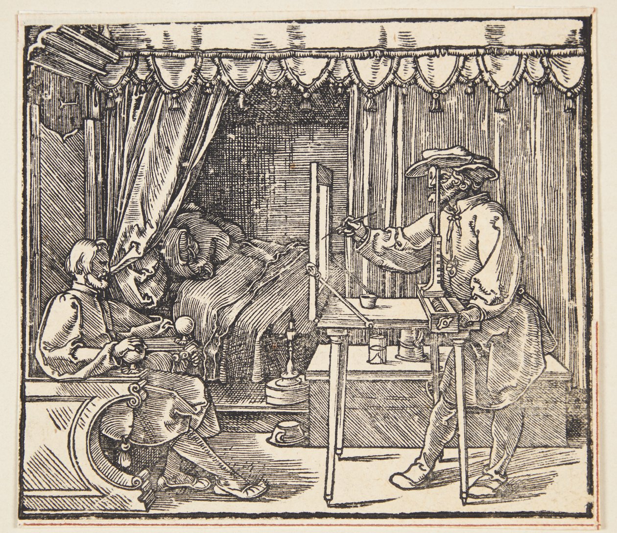 Rysownik rysujący portret autorstwa Albrecht Dürer