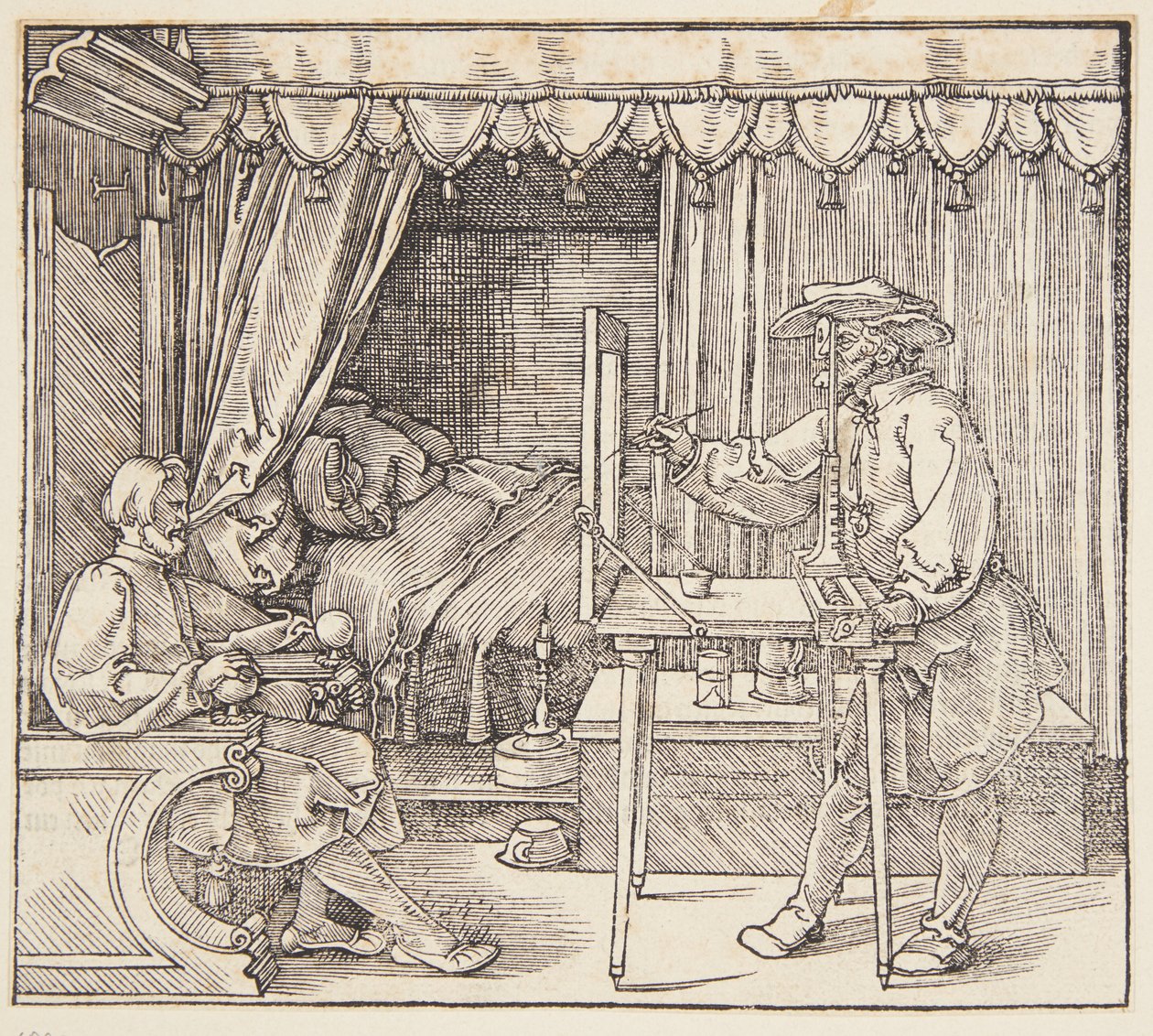 Rysownik rysujący portret autorstwa Albrecht Dürer