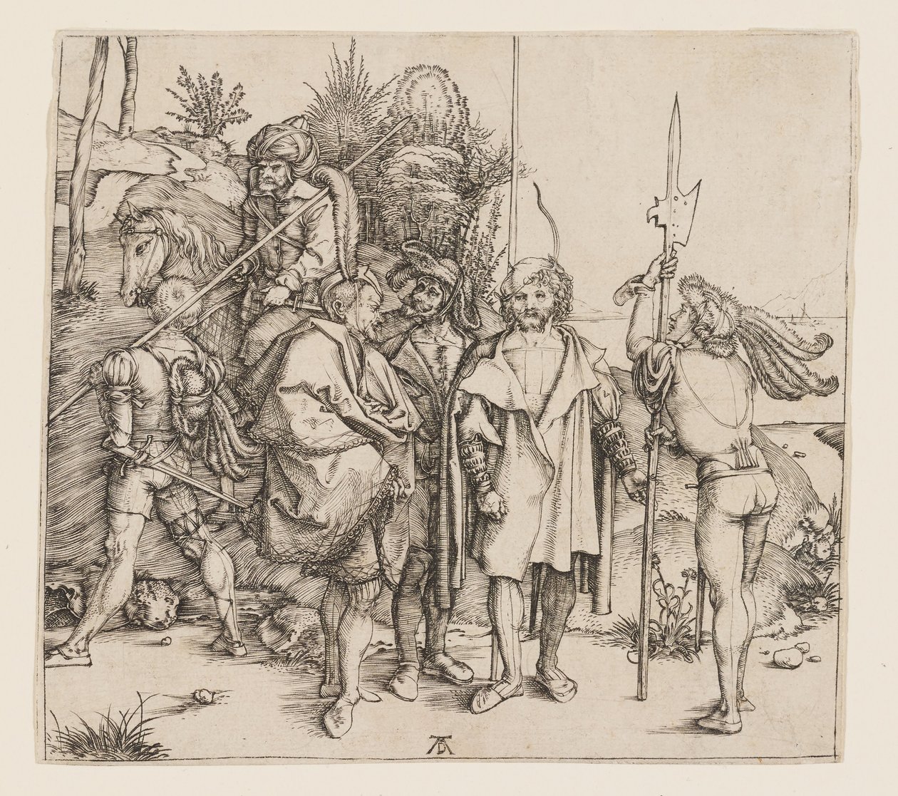 Pięciu piechurów i konny Turek autorstwa Albrecht Dürer
