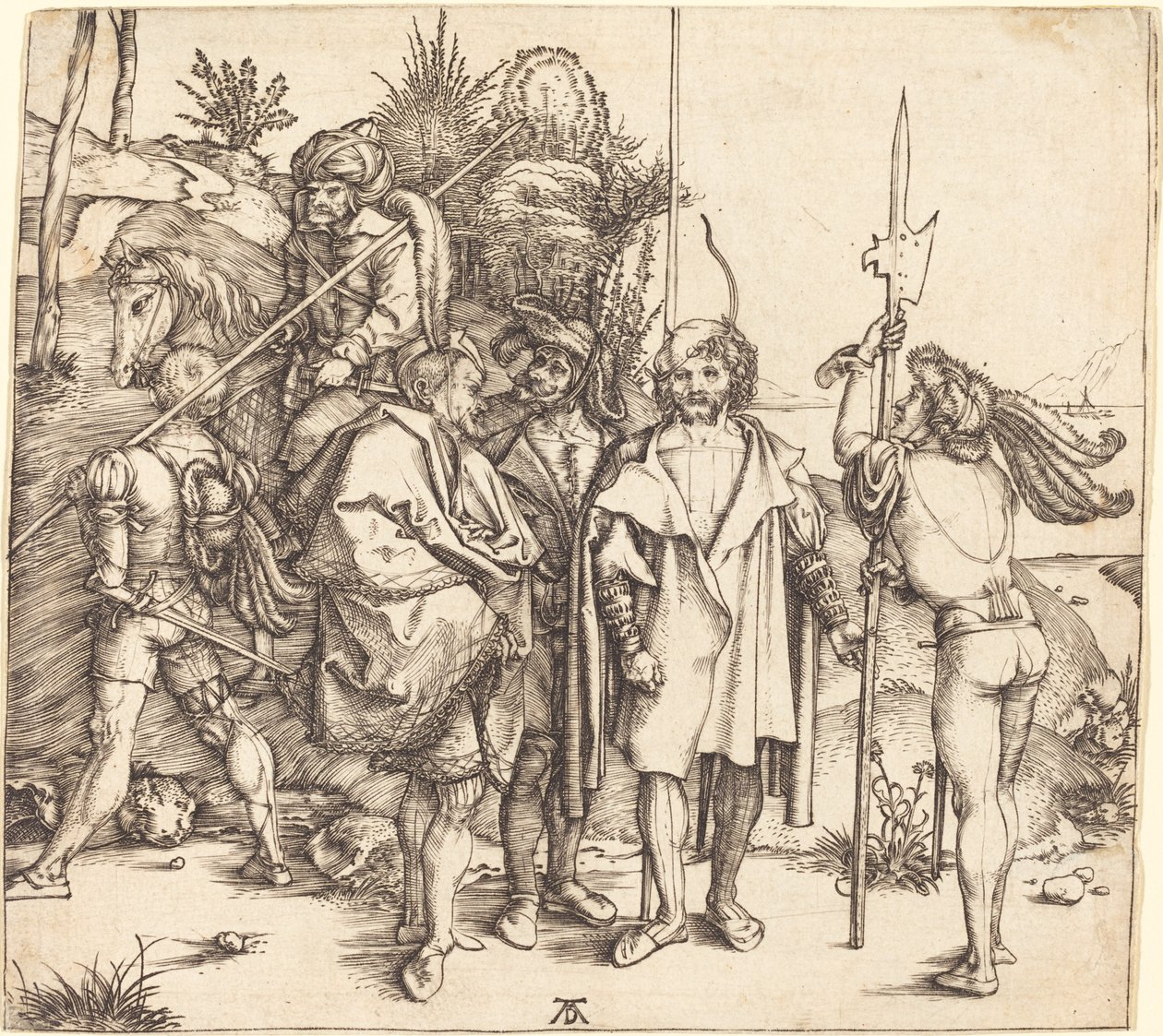 Pięciu żołnierzy i Turk na koniu autorstwa Albrecht Dürer