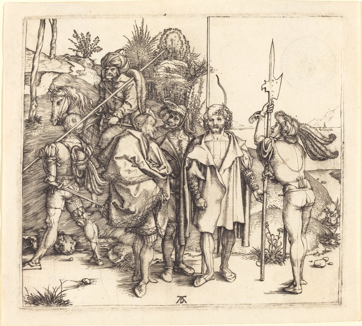 Pięciu żołnierzy i Turk na koniu autorstwa Albrecht Dürer