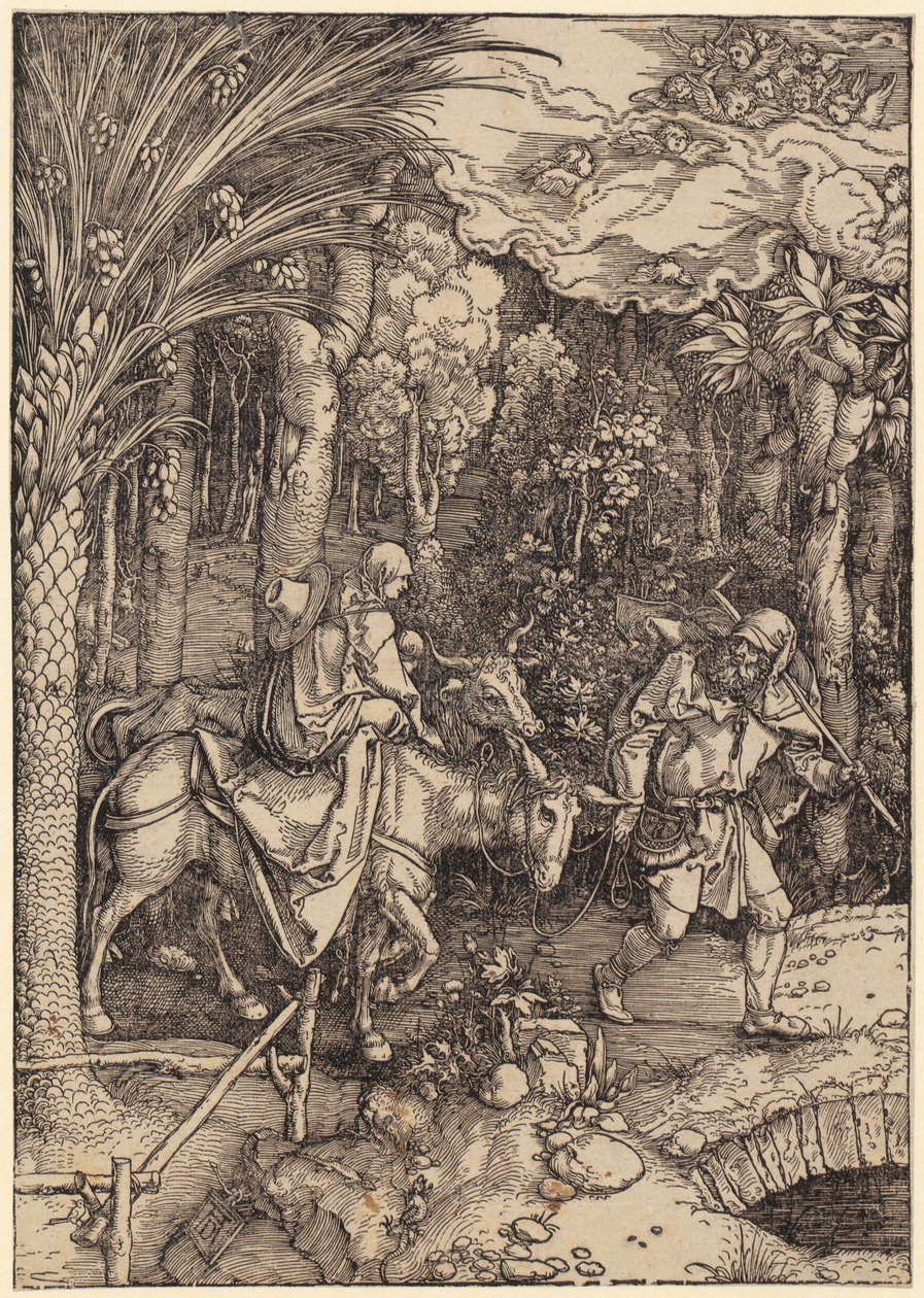 Ucieczka do Egiptu, arkusz 14 z cyklu „Życie Maryi” autorstwa Albrecht Dürer