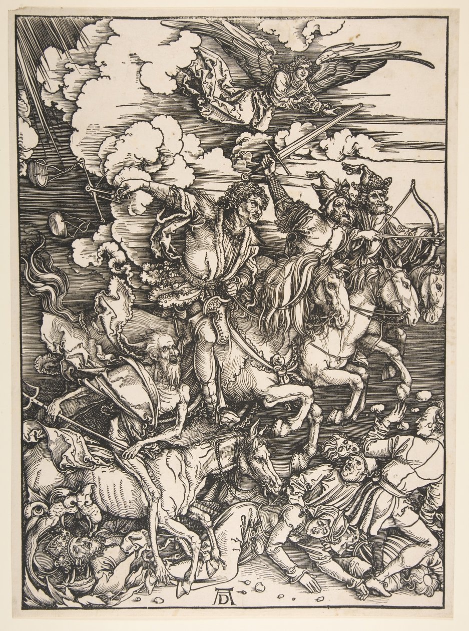 Czterech Jeźdźców Apokalipsy, ca. 14971498. autorstwa Albrecht Dürer