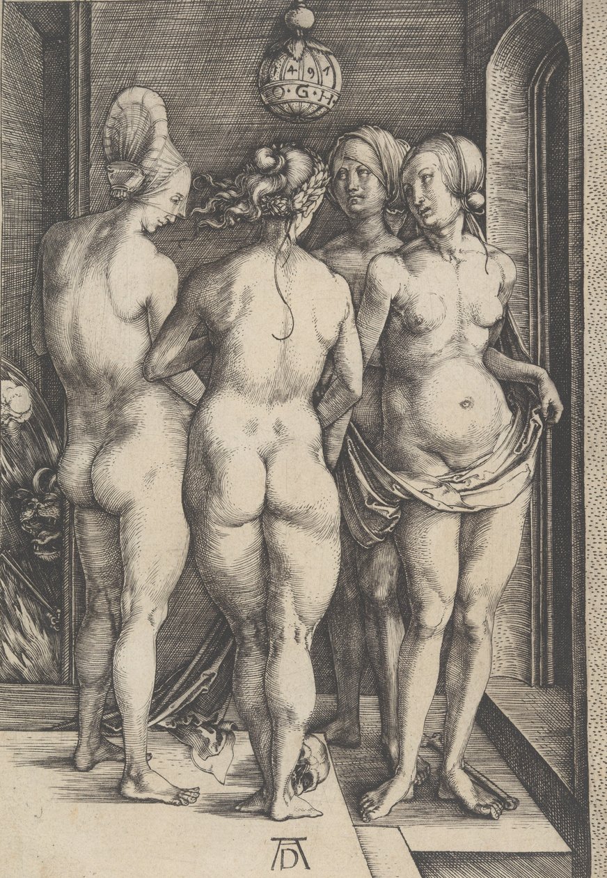 Cztery nagie kobiety, 1497., 1497. autorstwa Albrecht Dürer