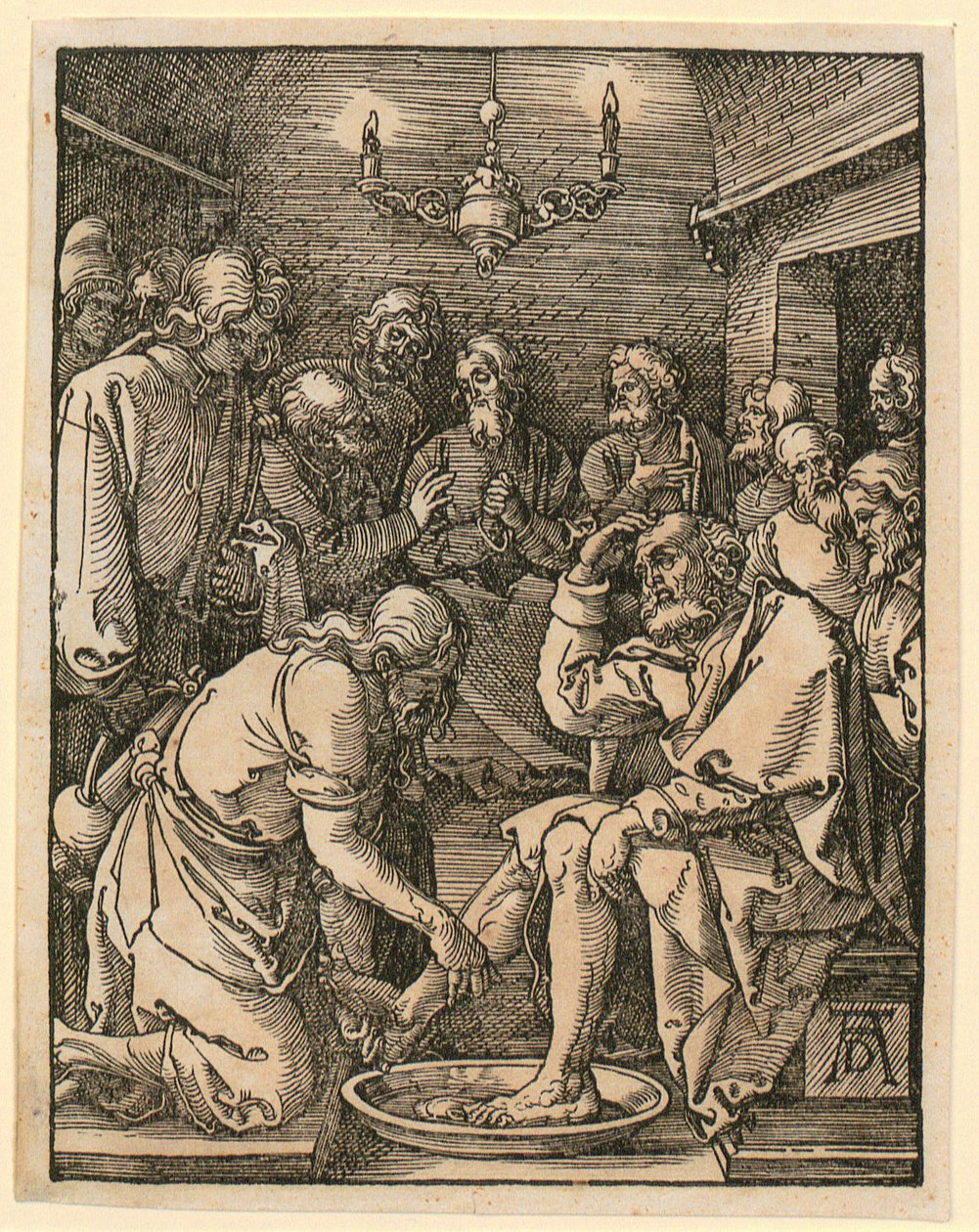 Umywanie nóg, tablica 10 z serii „Mała Pasja drzeworytnicza” autorstwa Albrecht Dürer
