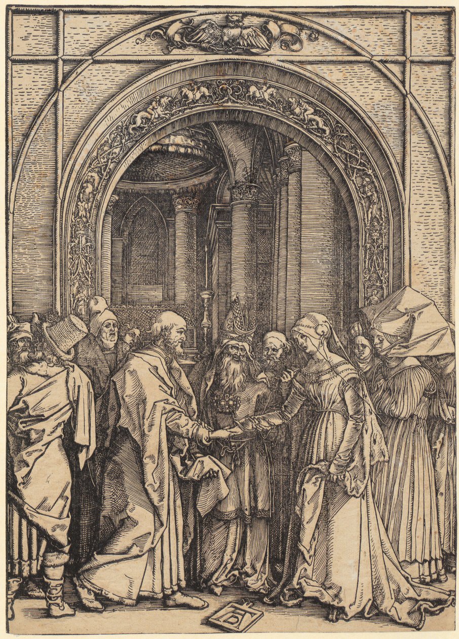 Narodziny Maryi, arkusz 5 z serii „Życie Maryi” autorstwa Albrecht Dürer