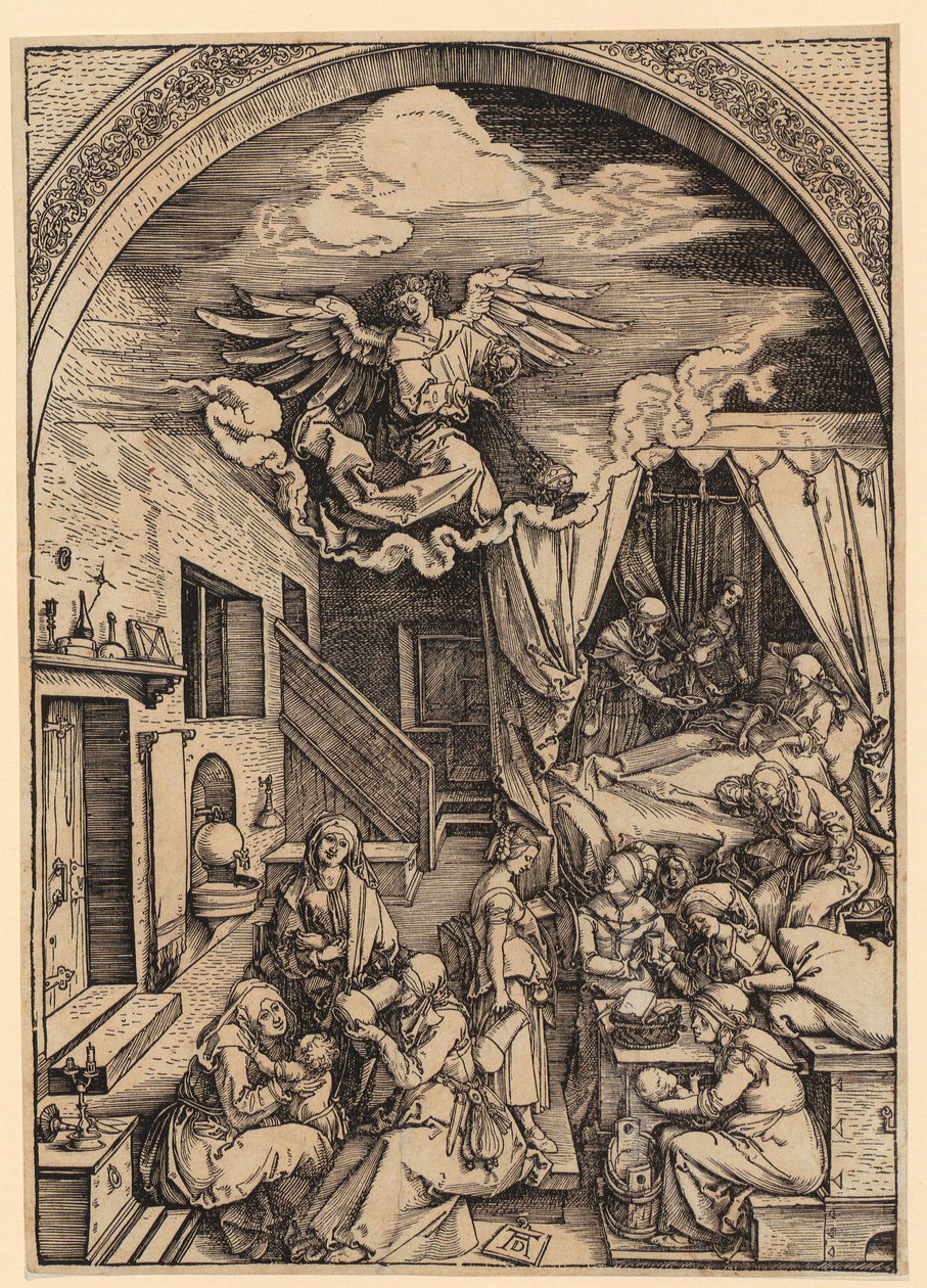 Narodziny Marii, plansza 5 z cyklu „Życie Marii” autorstwa Albrecht Dürer