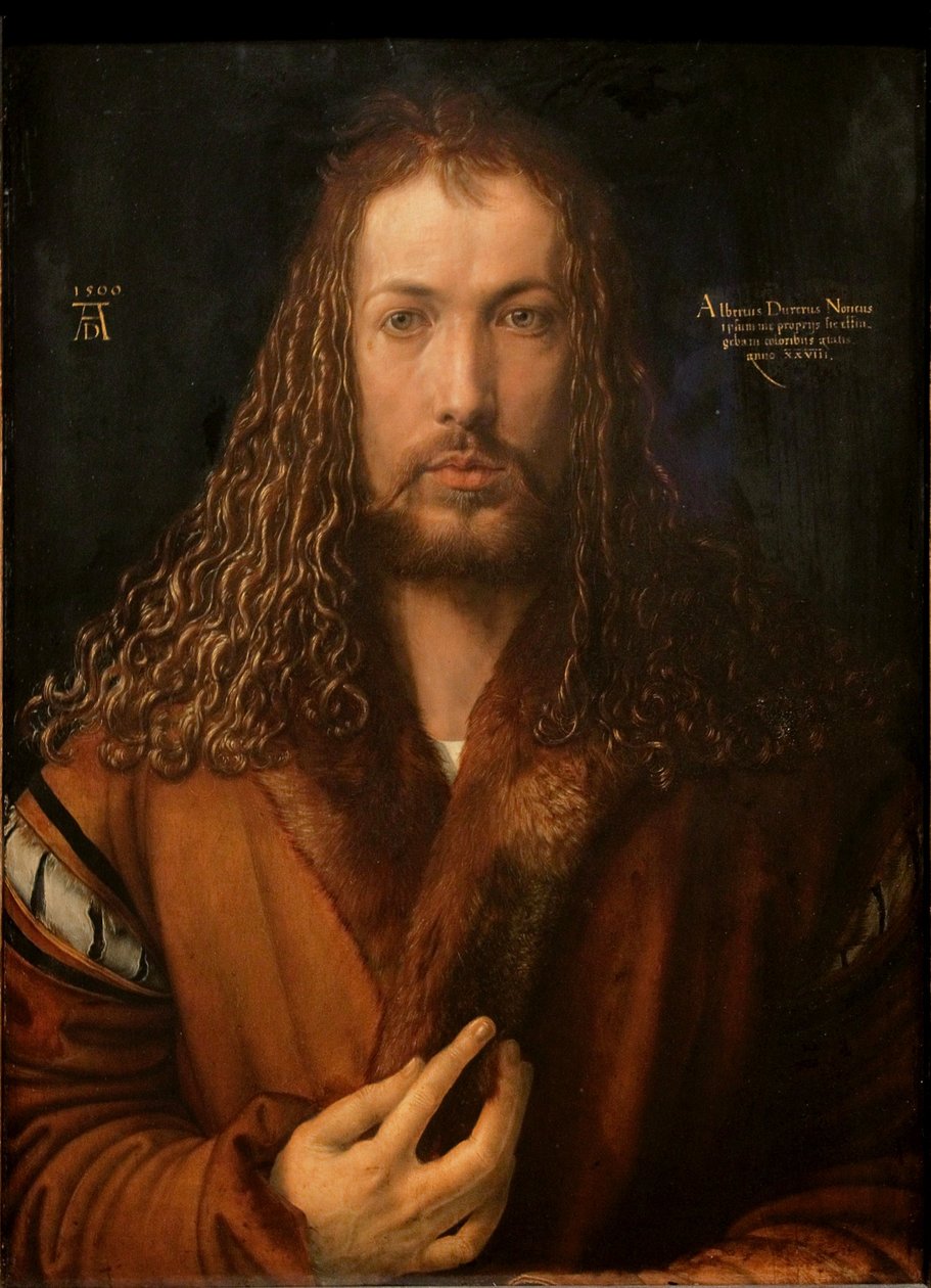 niemiecki: Selbstbildnis im Pelzrock Autoportret z futrzanym obszyciem autorstwa Albrecht Dürer