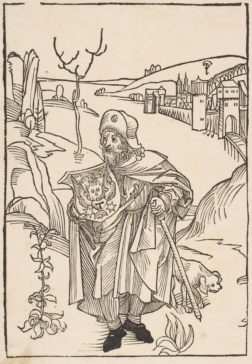 Gerson jako pielgrzym, frontyspis do Gersonis Opera, 1489.n.d. autorstwa Albrecht Dürer
