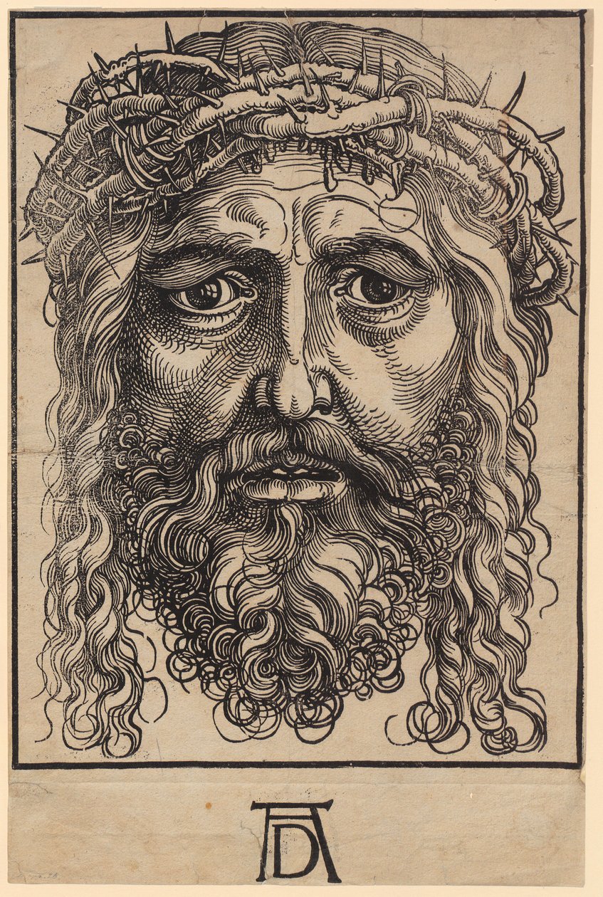 Wielka głowa Chrystusa w koronie cierniowej autorstwa Albrecht Dürer