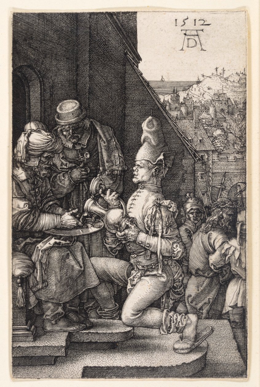 Umycie rąk przez Piłata (Pasja miedziorytnicza) autorstwa Albrecht Dürer