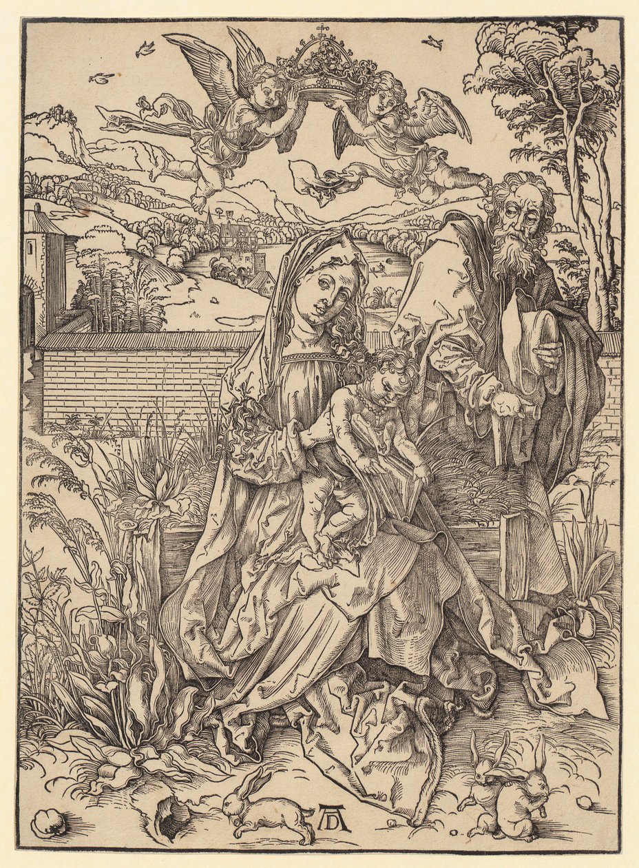 Święta Rodzina z trzema zającami autorstwa Albrecht Dürer