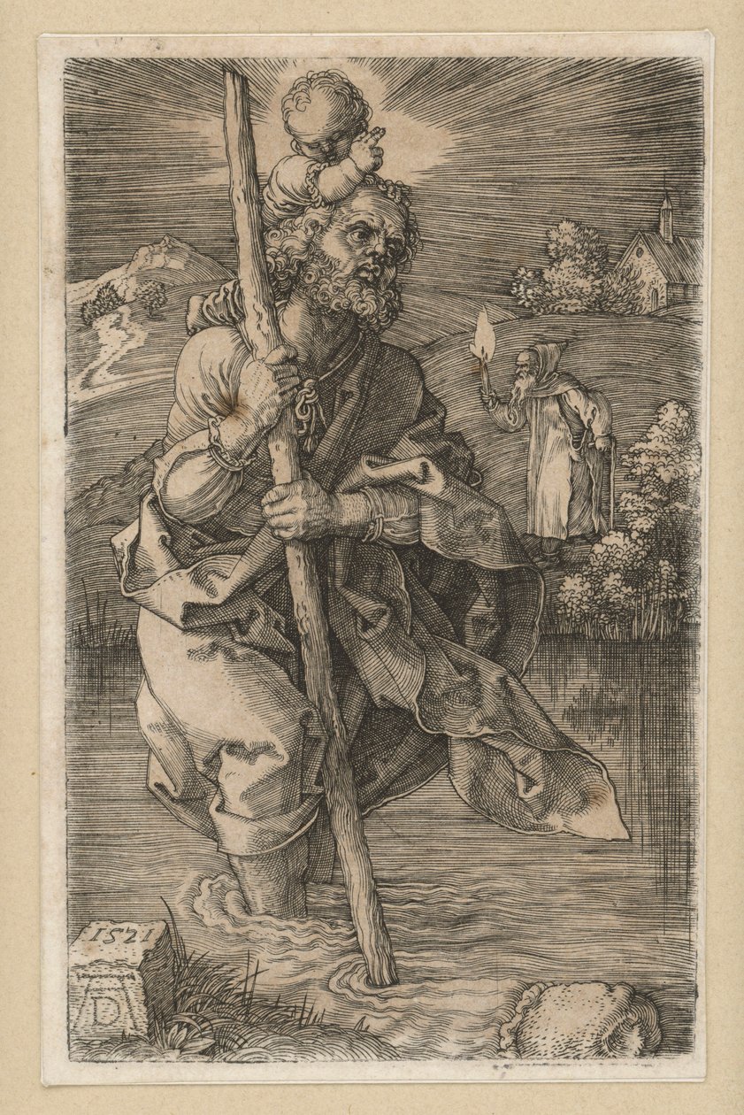 Święty Krzysztof zwrócony w prawo autorstwa Albrecht Dürer