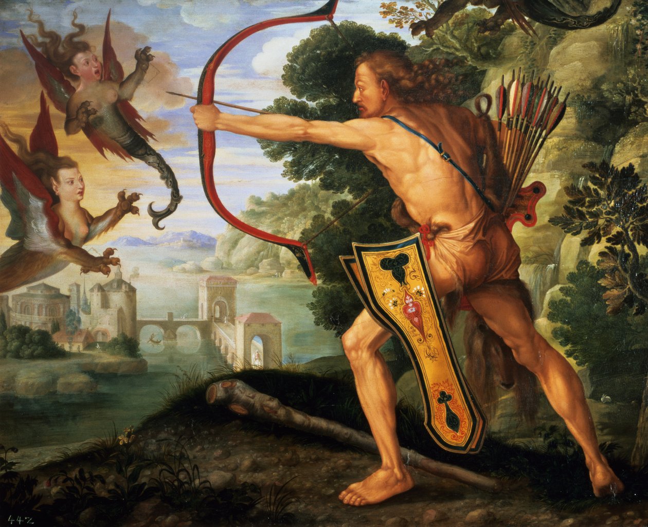 Herkules i ptaki stymfalijskie, 1600 autorstwa Albrecht Dürer