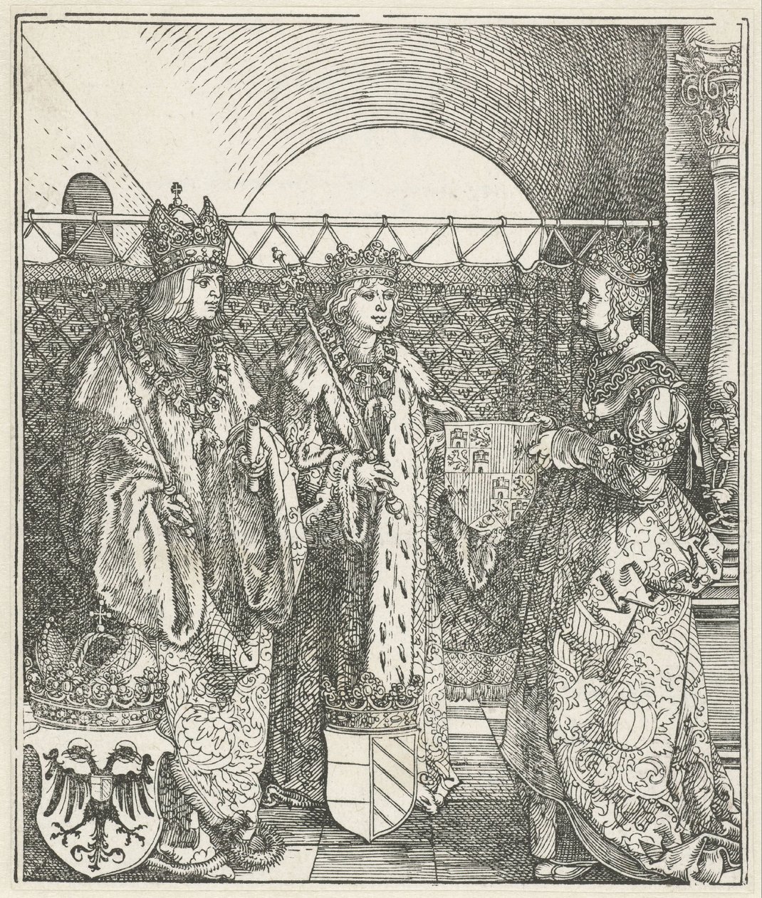Hiszpańskie małżeństwo: Filip Piękny poślubia Joannę Kastylijską autorstwa Albrecht Dürer