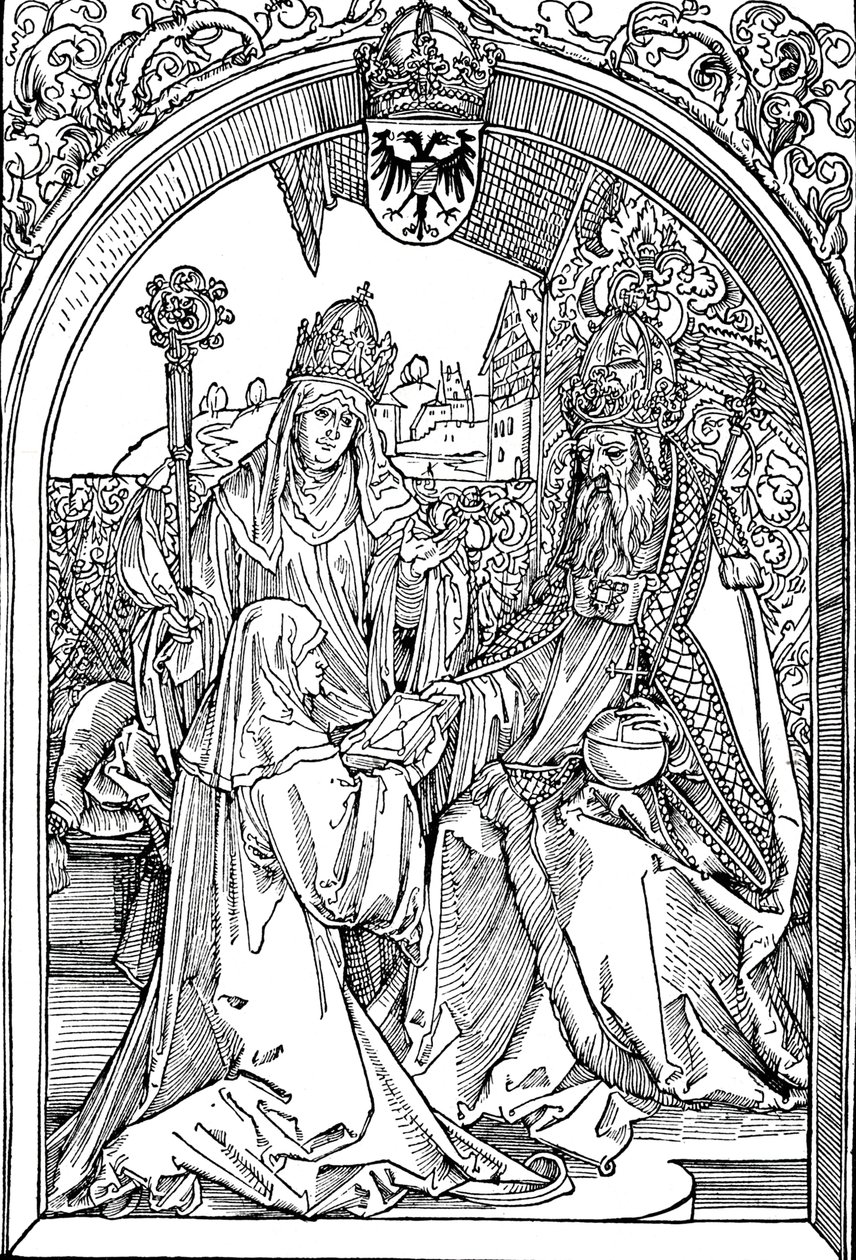 Hrotsvitha wręcza swoją książkę cesarzowi Ottonowi I, 1501 1906 autorstwa Albrecht Dürer