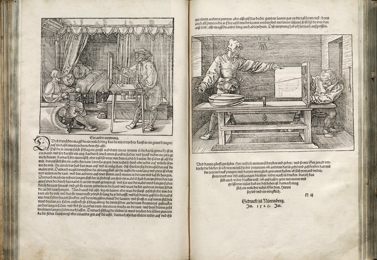 Ilustracja z Czterech ksiąg o proporcjach ludzkich, 1528 autorstwa Albrecht Dürer