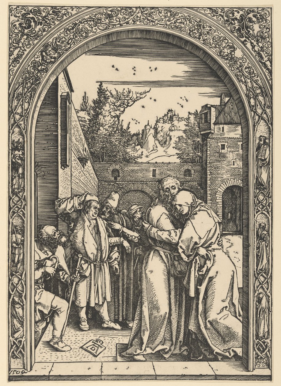 Joachim i Anna przy Złotej Bramie, z Życia Marii Panny autorstwa Albrecht Dürer