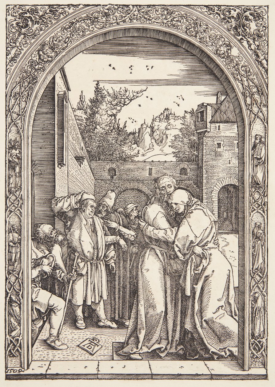 Joachim i św. Ann spotykają się przy Złotej Bramie autorstwa Albrecht Dürer