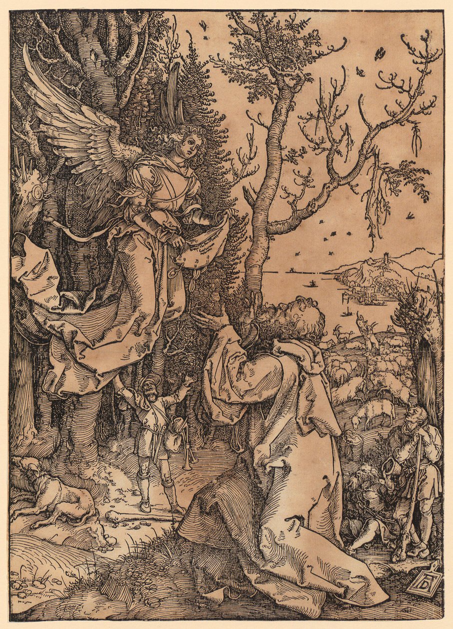 Joachim na polu, arkusz 3 z cyklu „Życie Maryi” autorstwa Albrecht Dürer