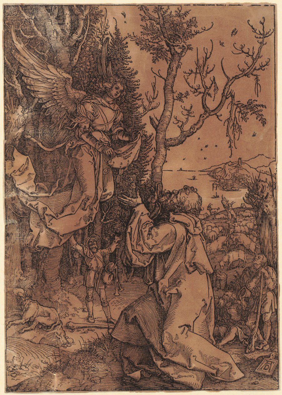 Joachim na polu, plansza 3 z cyklu „Życie Marii” autorstwa Albrecht Dürer