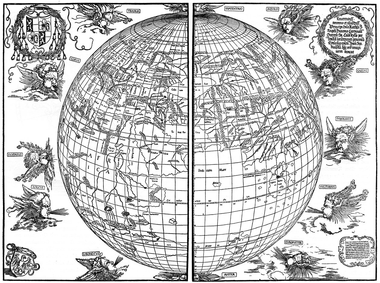 Mapa świata Johannesa Stabiusa, 1515, 1936 autorstwa Albrecht Dürer