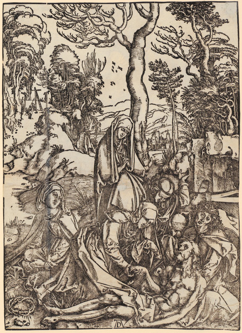 Jan przed Bogiem Ojcem i starszymi, figura II, karta 4 z cyklu „Apokalipsa” autorstwa Albrecht Dürer