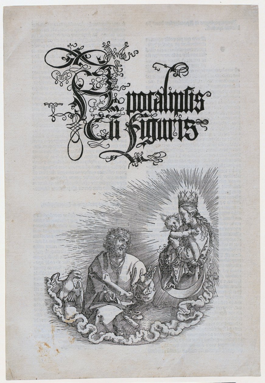 Dziewica objawia się Janowi, arkusz 1 z cyklu „Apokalipsa” autorstwa Albrecht Dürer