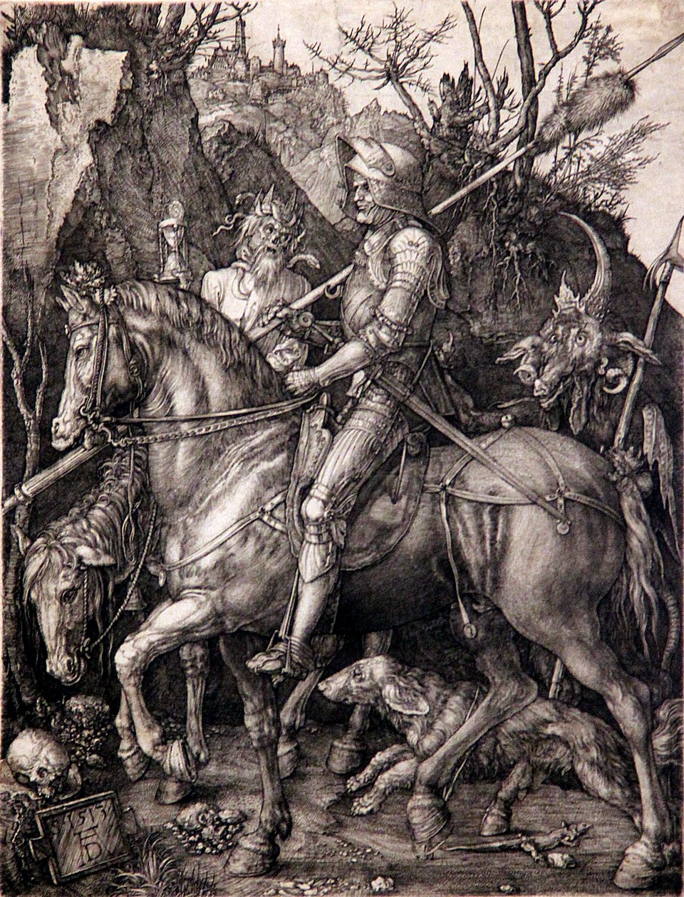 Rycerz, śmierć i diabeł autorstwa Albrecht Dürer