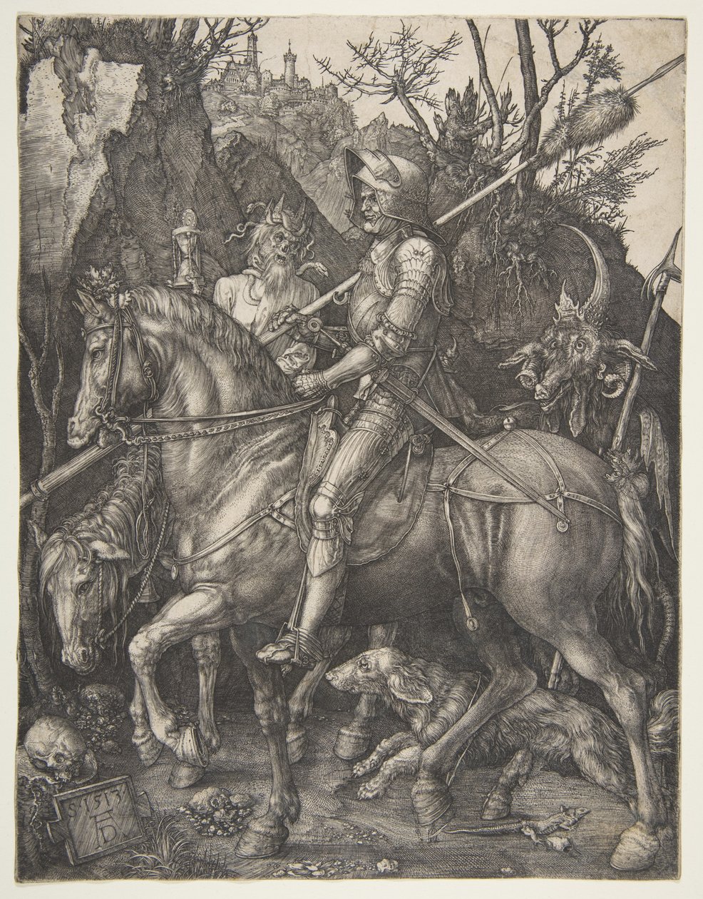Rycerz, śmierć i diabeł autorstwa Albrecht Dürer
