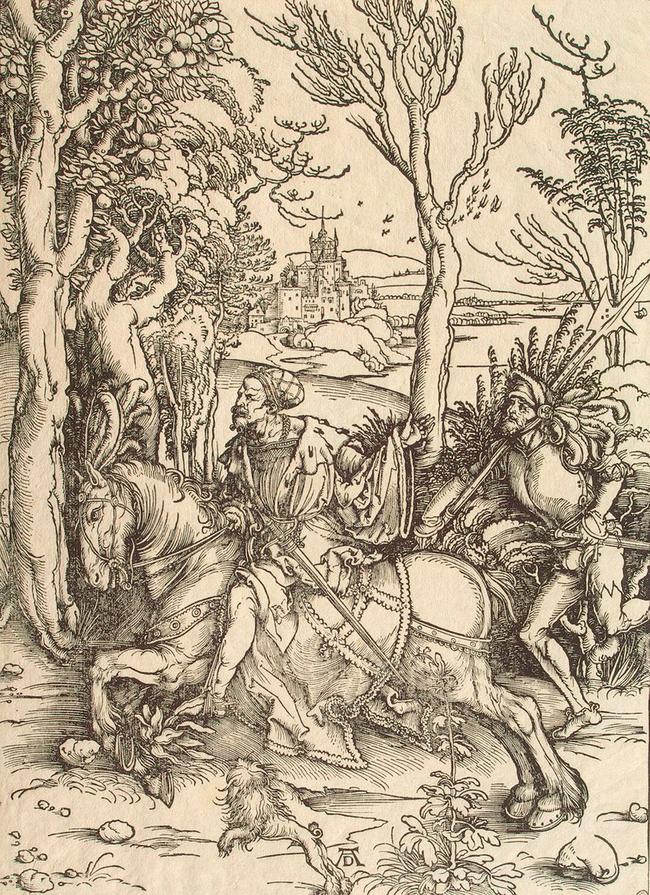 Rycerz i Lansquenet, c1497. autorstwa Albrecht Dürer