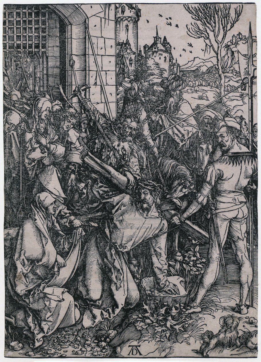 Niesienie krzyża przez Chrystusa, arkusz 7 z cyklu „Wielka Pasja” autorstwa Albrecht Dürer