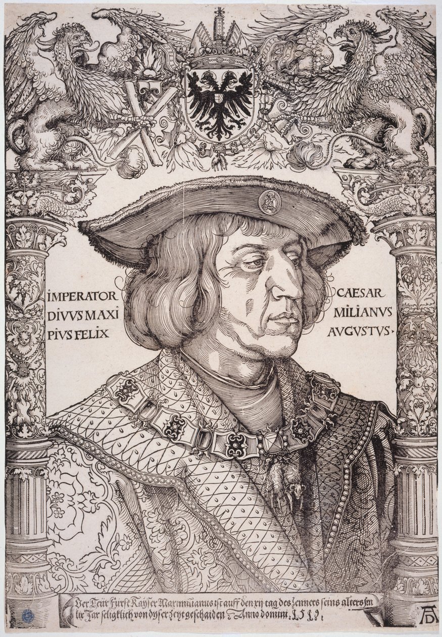 Cesarz Maksymilian I (Bartsch 153) autorstwa Albrecht Dürer