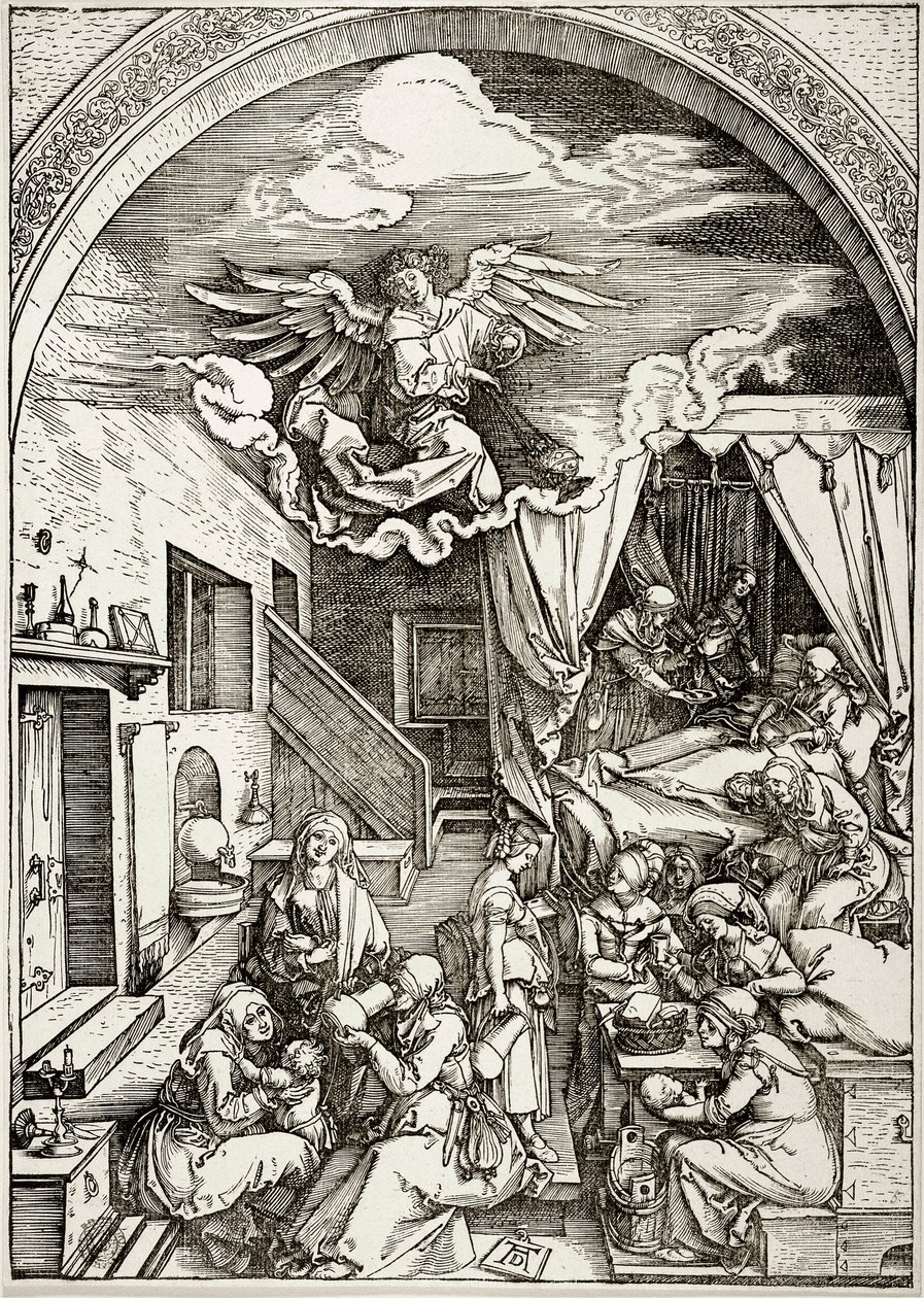 Życie Marii Dziewicy: Narodzenie Marii Dziewicy (Bartsch 80) autorstwa Albrecht Dürer