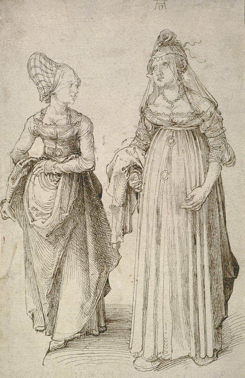 Dama w weneckiej sukni w zestawieniu z norymberskim Hausfrau autorstwa Albrecht Dürer