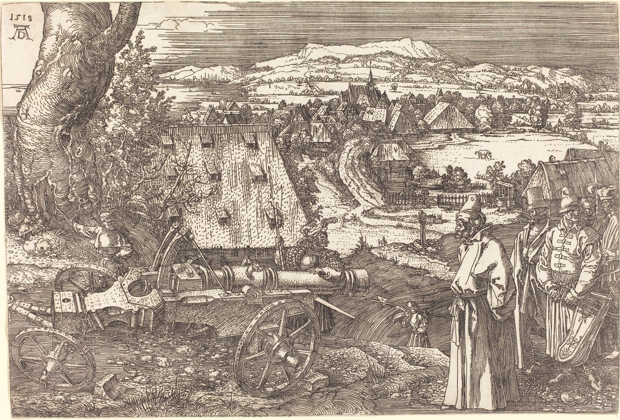Krajobraz z armatą, 1518 autorstwa Albrecht Dürer