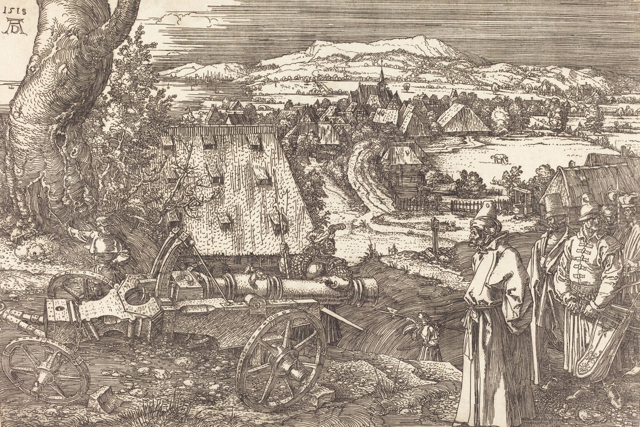 Krajobraz z armatą, 1518. autorstwa Albrecht Dürer